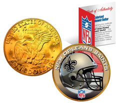 NEW ORLEANS SAINTS NFL 24K Gold Plated IKE Dollar US Coin *OFFICIALLY LICENSED*-1