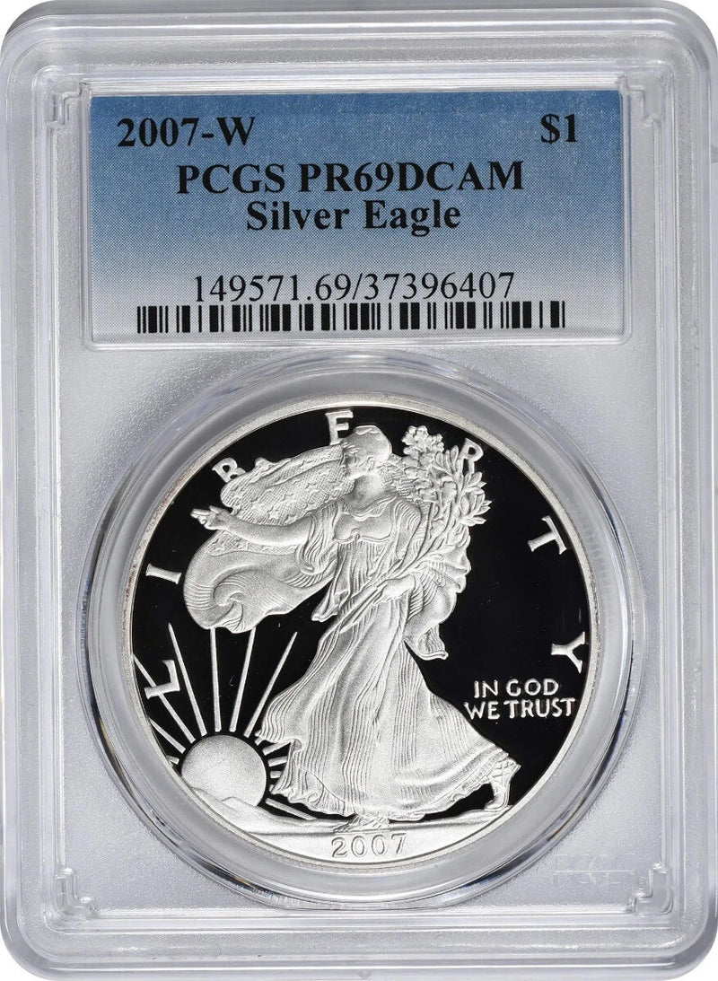 2007-W American Silver Eagle Dollar PR69DCAM PCGS Proof 69 Deep Cameo-1