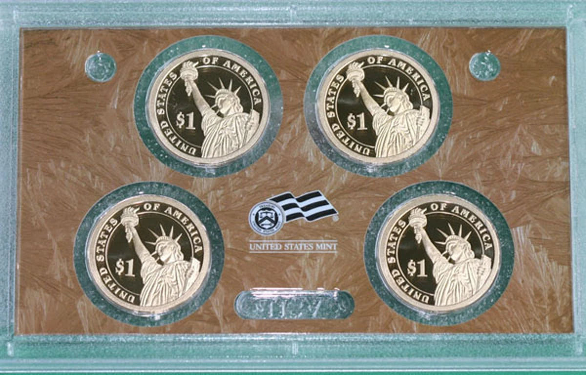 2009 S Proof Presidential 4 Coin US Mint Set of Golden Dollars Box and COA $1-3
