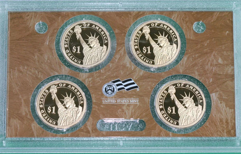2009 S Proof Presidential 4 Coin US Mint Set of Golden Dollars Box and COA $1-3