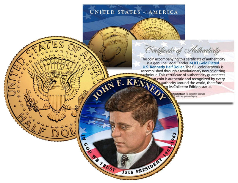 PRESIDENTIAL $1 JOHN F KENNEDY on 2015 JFK Half Dollar U.S. Coin 24K Gold Plated-1
