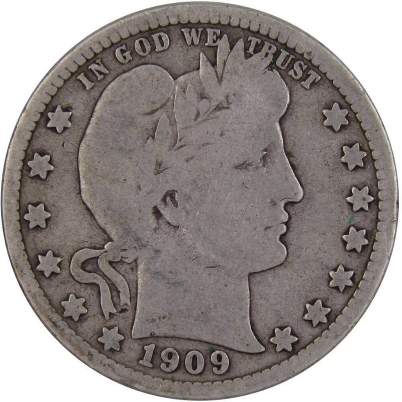 1909 D Barber Quarter Circulated Silver 25c Coin Collectible-1