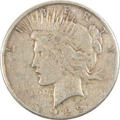 1922 S Peace Dollar VG Very Good Silver $1 Coin-1