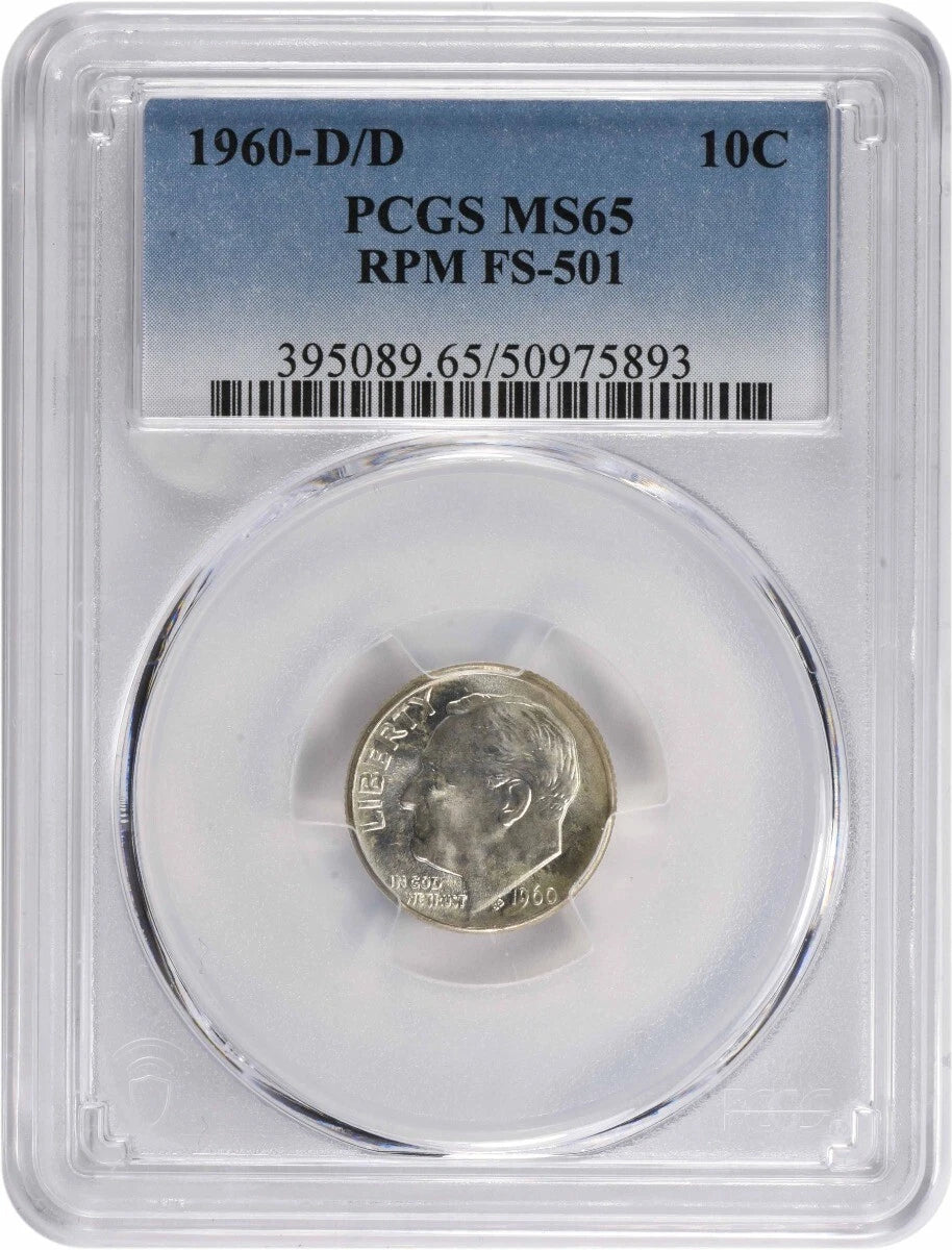 1960-D/D Roosevelt Silver Dime RPM FS-501 MS65 PCGS-1