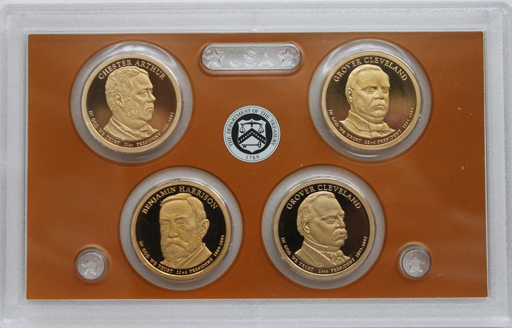 2012 S Presidential Dollar Proof Coin Set 4 Golden Dollars $1 with Box and COA-2