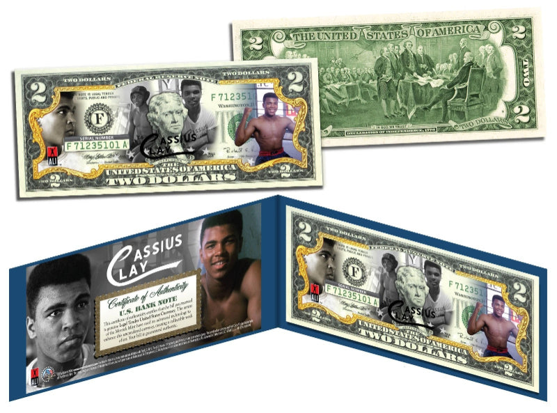 MUHAMMAD ALI * Cassius Clay * Legal Tender U.S. $2 Bill * OFFICIALLY LICENSED *