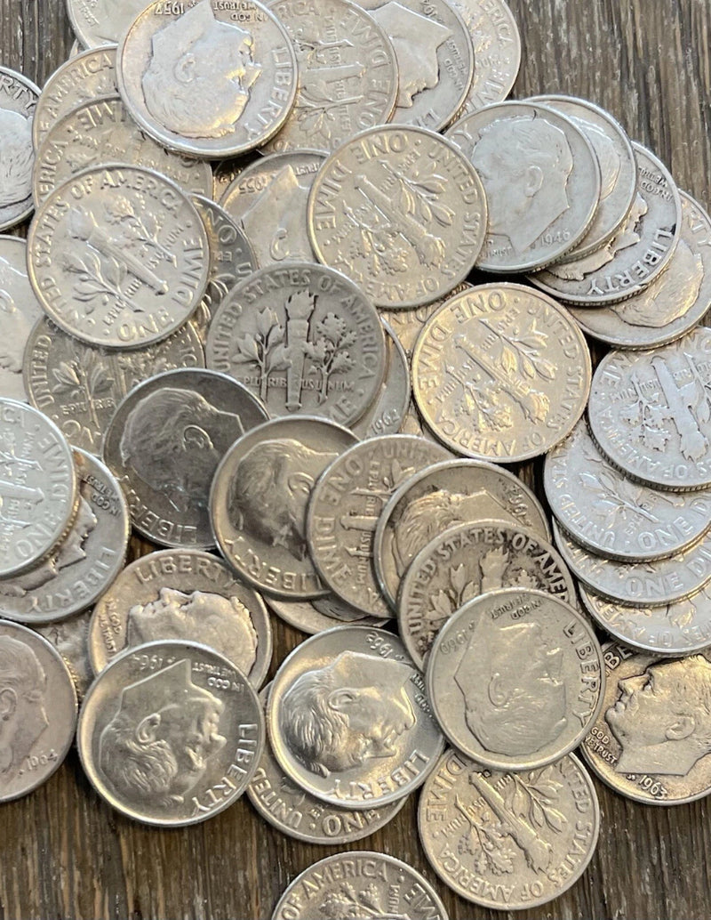 Roosevelt Dime Full Roll, 50 monedas - 90% plata - Circulado, ¡elige cuántas!-2