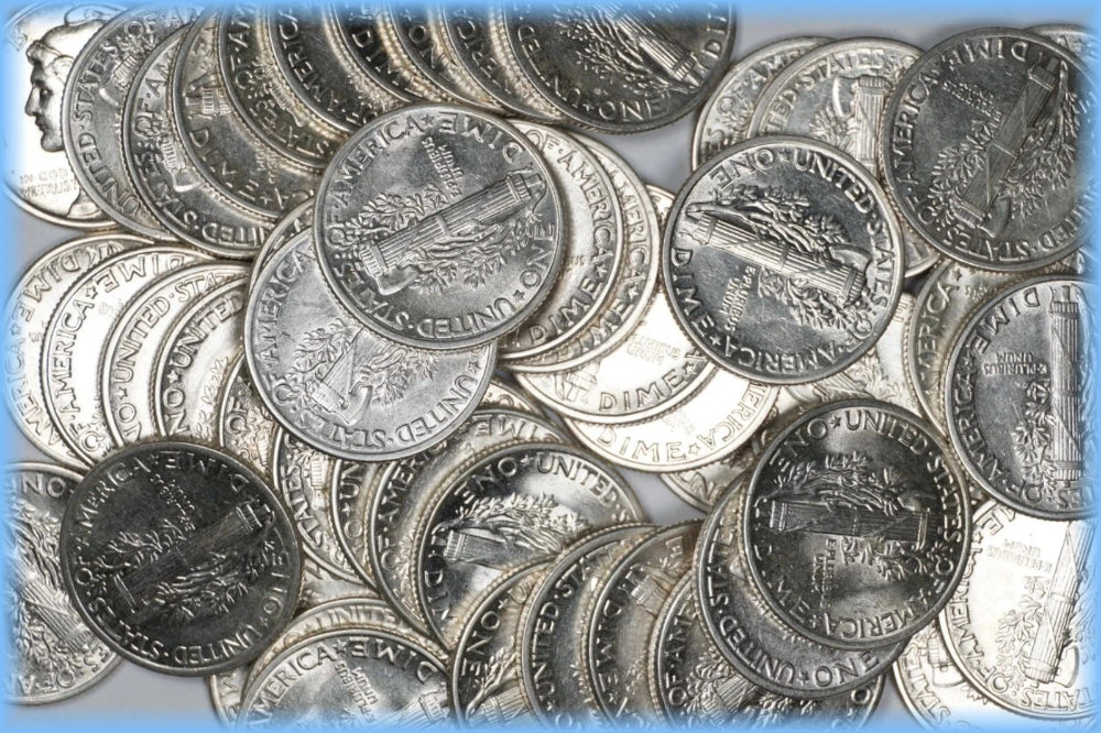 Moneda de diez centavos de plata Mercury Estate ~ UNC++ MS BU ~ Lote antiguo de plata al 90 % RARO ~ UNA MONEDA
