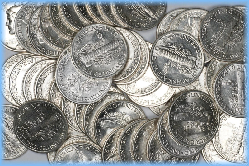 Moneda de diez centavos de plata Mercury Estate ~ UNC++ MS BU ~ Lote antiguo de plata al 90 % RARO ~ UNA MONEDA-1