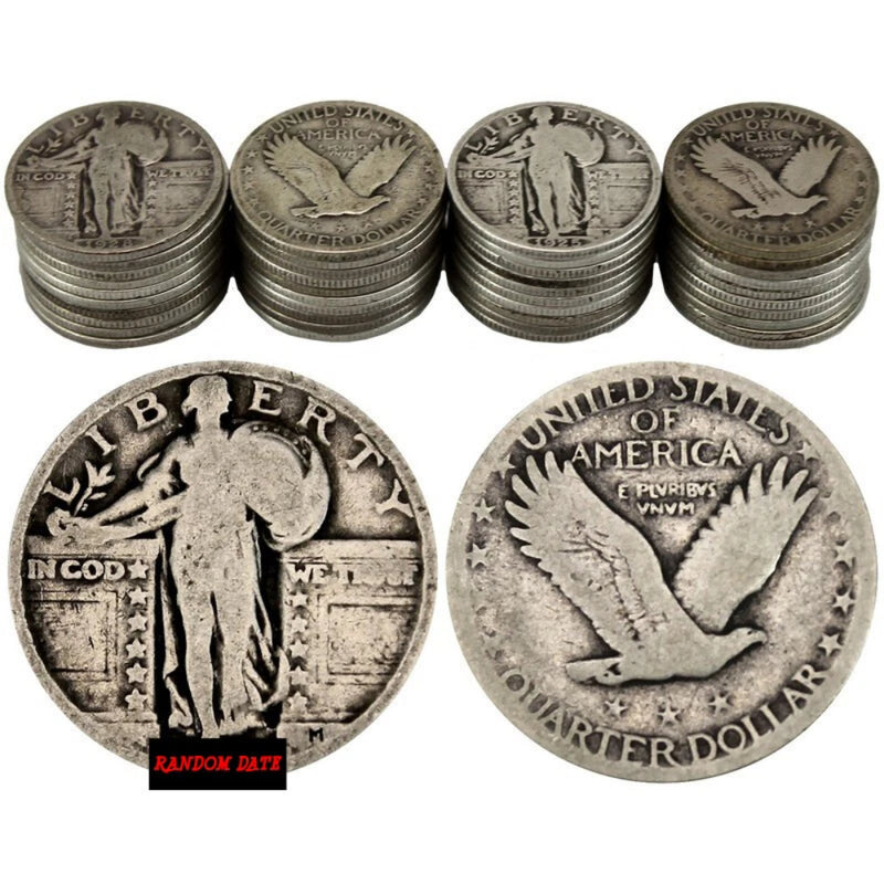 Lote de monedas de plata al 90 % de Standing Liberty Quarters, en circulación. ¡Elige cuántas!-2
