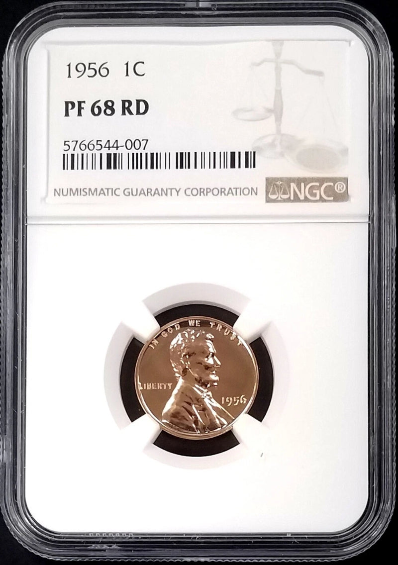 1956 Proof Lincoln Cent certified PF 68 RD by NGC!