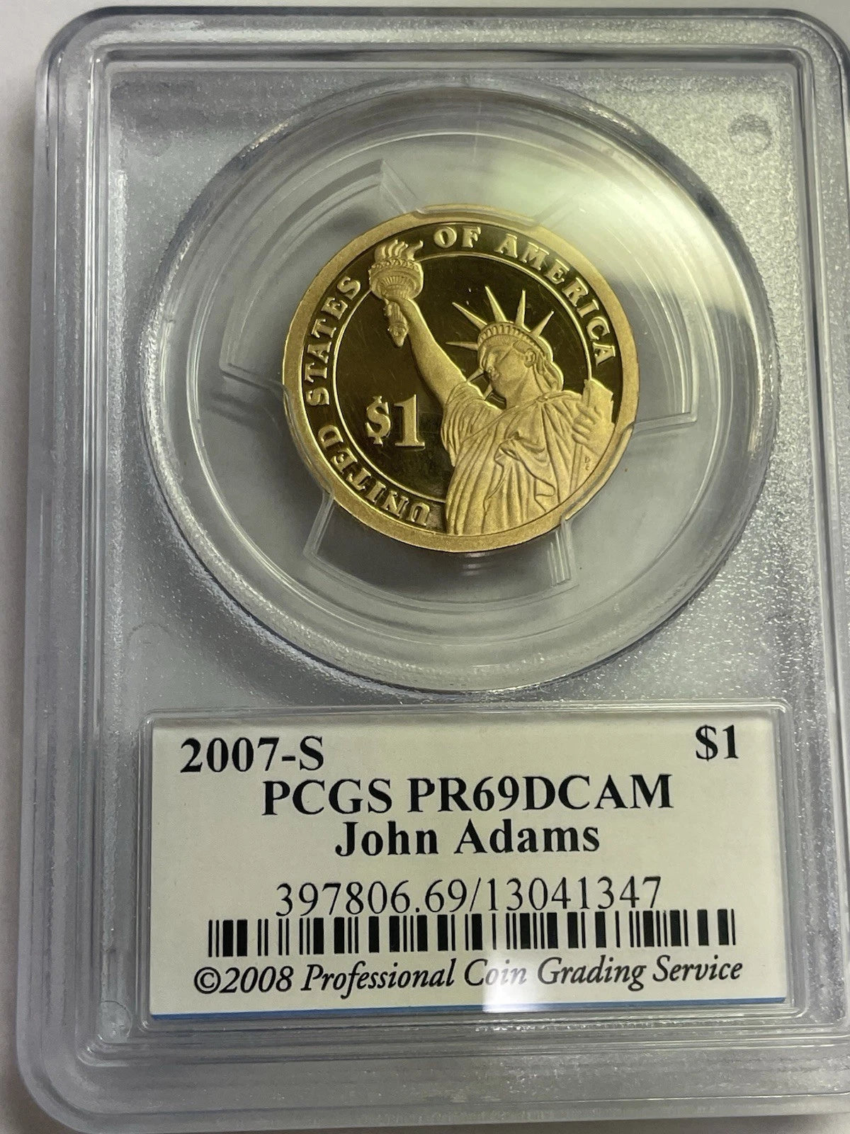 2007-S John Adams One Dollar PCGS- PR 69 D CAM.-2