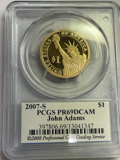 2007-S John Adams One Dollar PCGS- PR 69 D CAM.-2