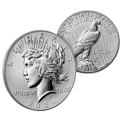 Juego de 2 piezas - 2024-S $1 Dólar de plata Morgan y Peace con caja, OGP-2
