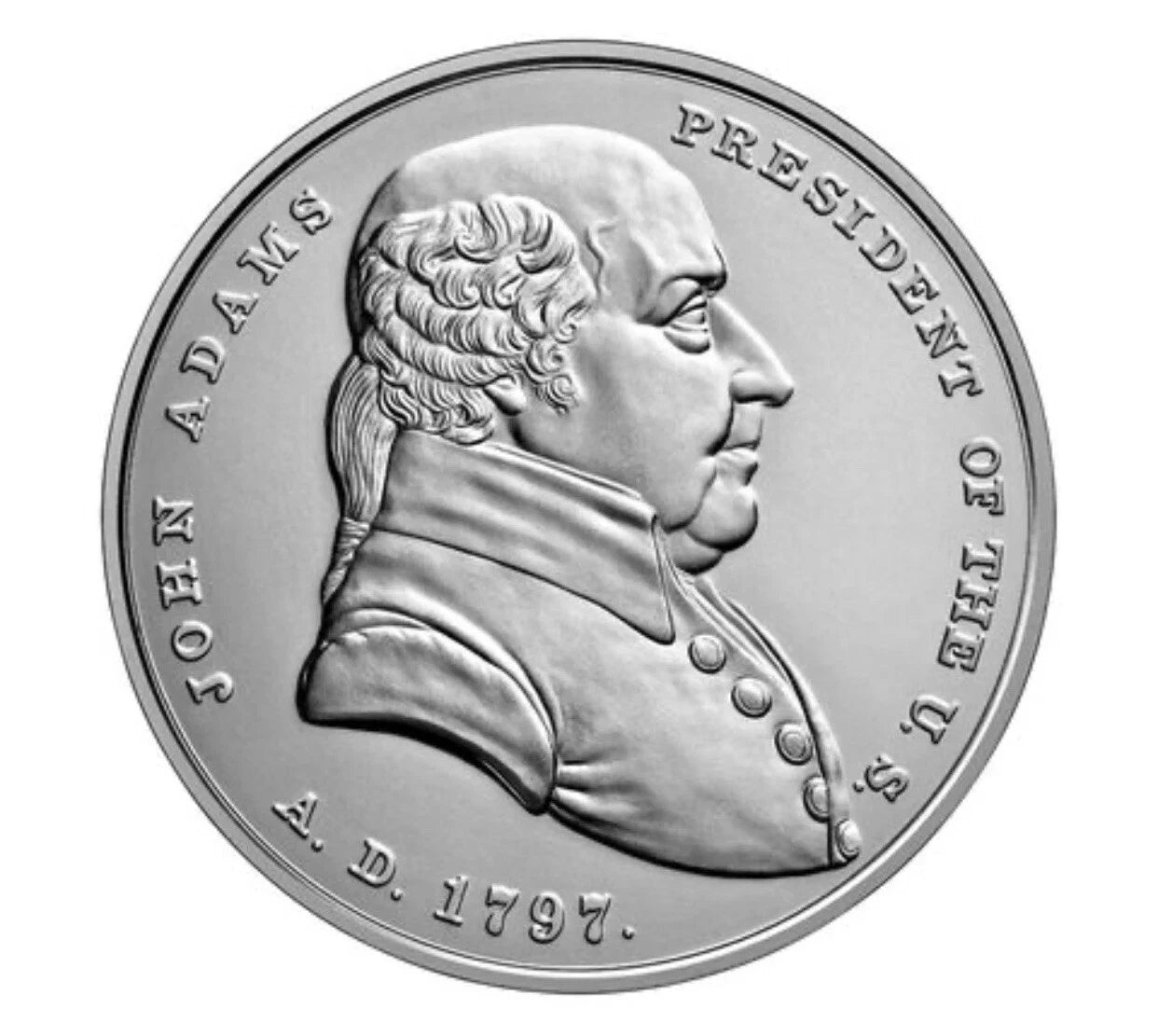 U.S. Mint 1oz .999 Silver John Adams Presidential Silver Medal OGP / COA-2