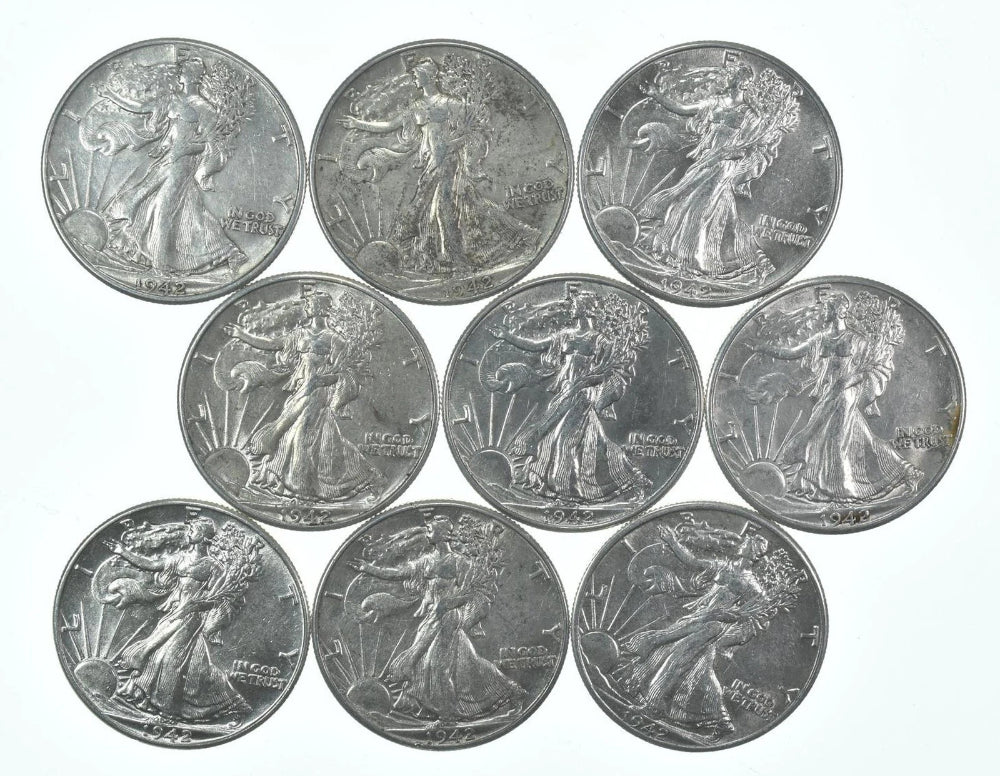 BU 1942 (P) Walking Liberty Half Dollar Sin circular 90% Plata-3