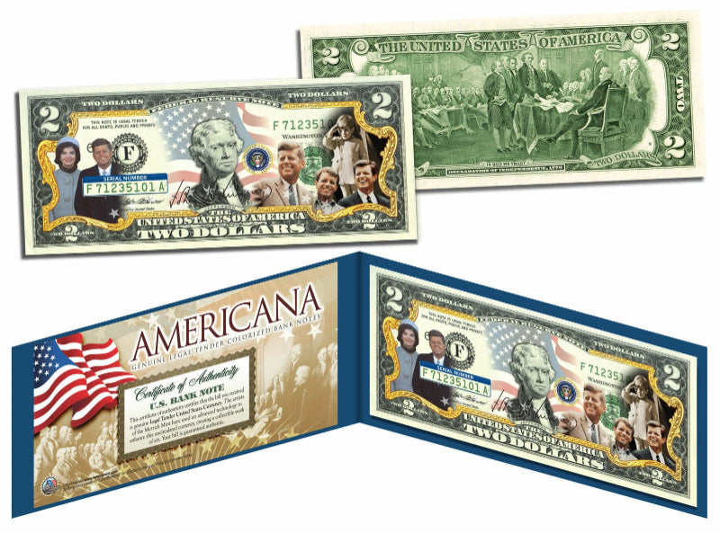 THE KENNEDYS - Americana - Genuine Legal Tender US $2 Bill Officially Licensed-1