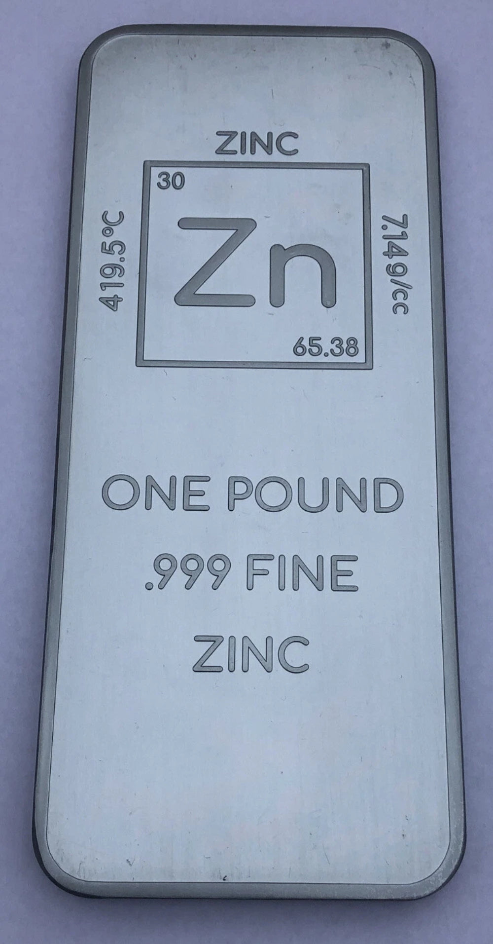 1 (One) Pound .999 Zinc Bullion Bar By Unique Metals-2
