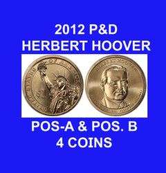 2014-P&D President HERBERT HOOVER POS.A & POS.B Presidential Dollar 4 Coin Set-1
