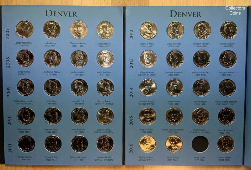 2007-2016, 2020 Presidential $1 PD 80 Coin COMPLETE Satin & Uncirc Set in Folder-2
