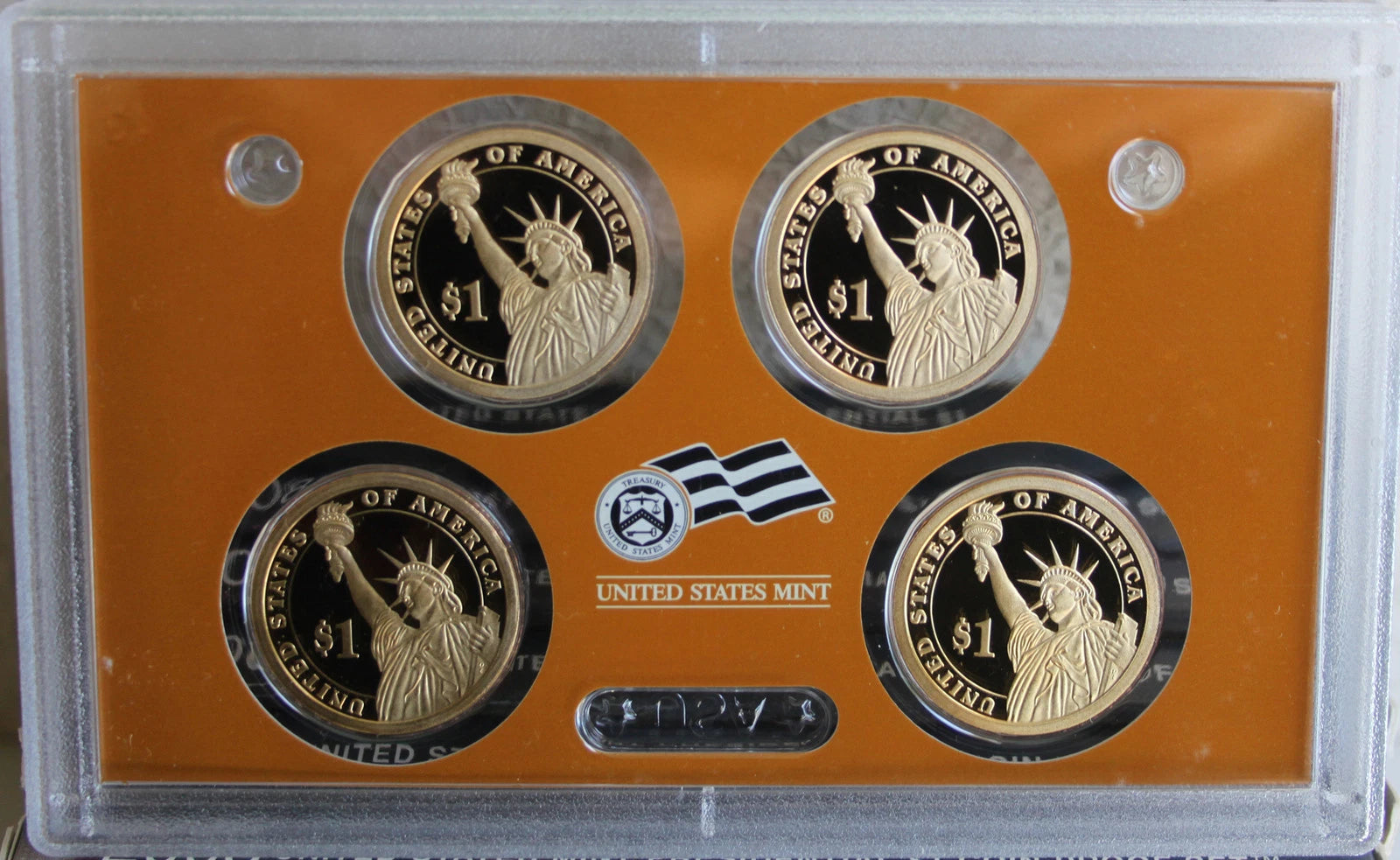 2008 S Presidential $1 Coin Proof Set 4 Dollars Box and COA as Issued by US Mint-2