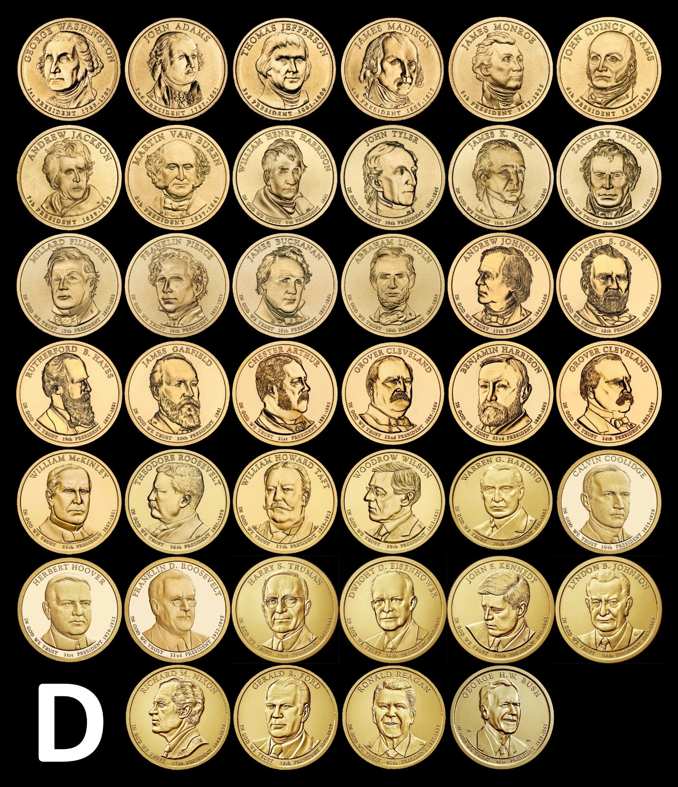 COMPLETE P&D Presidential Dollar Full Set BRILLIANT UNCIRCULATED 80 Coins MINT!-2