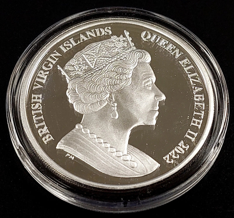 2022 British Virgin Islands Proof $10 Sterling Crown, QE II Platinum Jubilee!