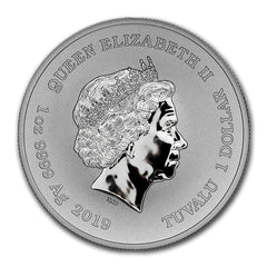 2019 Tuvalu $1 - 1 oz .9999 Plata Marvel Series Capitán América BU-2