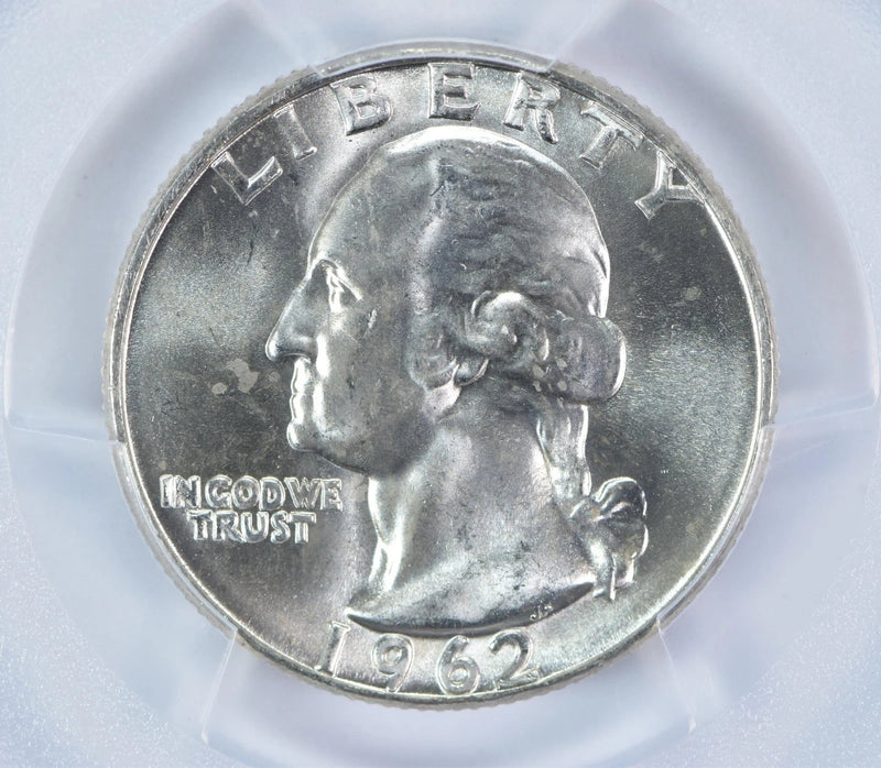 Moneda de 25 centavos Washington MS64 PCGS Etiqueta Azul 1962-D-2