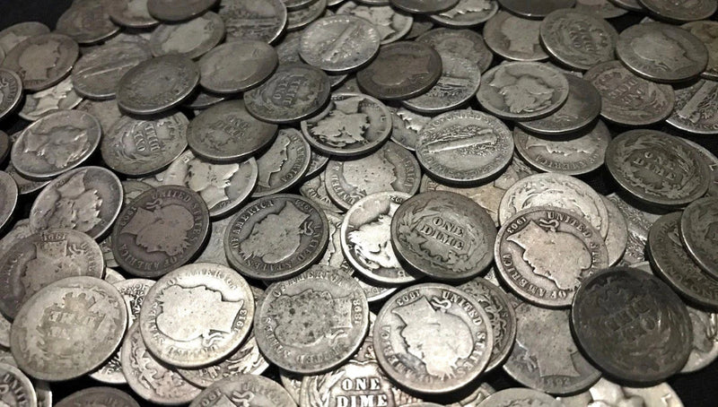 Monedas de diez centavos Mercury + Monedas de diez centavos Barber ✯ Lotes antiguos de monedas de plata de EE. UU. ✯ Monedas antiguas de época ✯-2