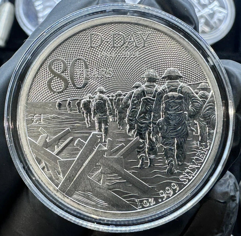 2024 Alderney 1 Pound Silver D-Day 80th Anniversary Coin 1 oz BU Capsule-2