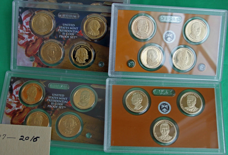 2007 S thru 2016 S Presidential Dollar Proof $1 COIN SETS 39 Coins No Box-2