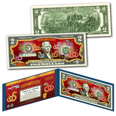 2025 Lunar Chinese New YEAR OF SNAKE Polychrome 8 COLOR SNAKES $2 U.S. Bill BLUE-1