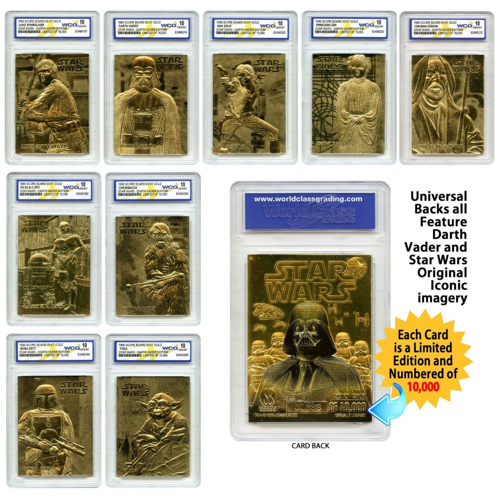 STAR WARS Set of 9 Licensed 23K Gold Cards Graded Gem Mint 10 DARTH VADER SERIES-2