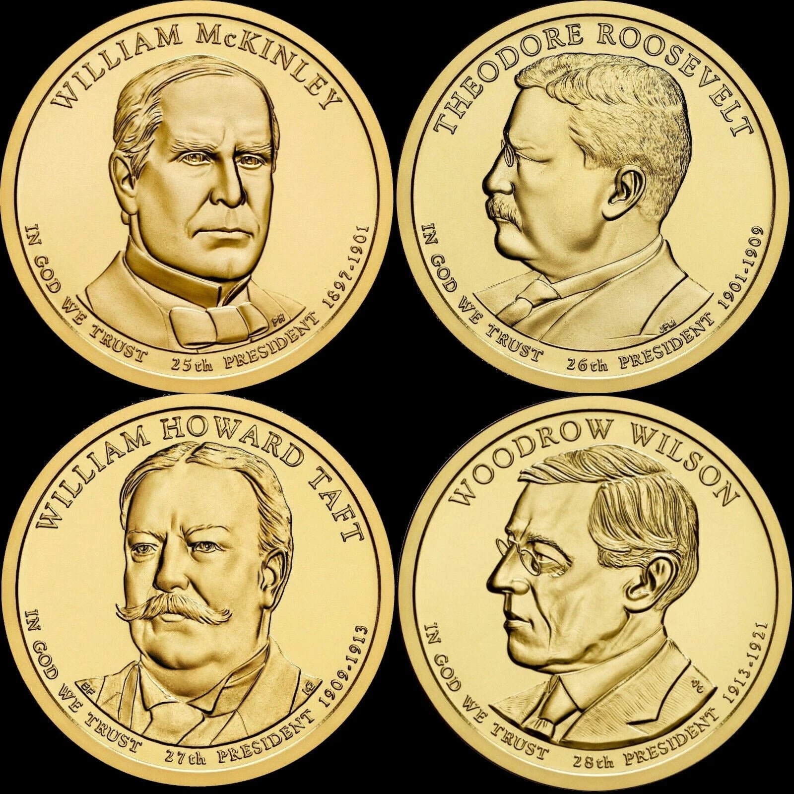 2013 PRESIDENTIAL DOLLAR COMPLETE FULL 4 COIN SET BRILLIANT UNCIRCULATED Mint-2