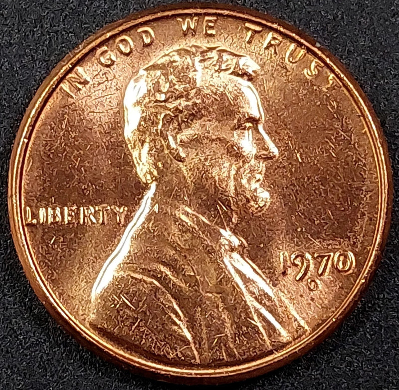 1970 D Lincoln Cent, NO FG Error! "Floating Roof"!-2