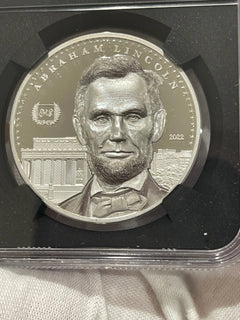 ABRAHAM LINCOLN PF70 By Miles Standish 1oz Silver Coin 5$ Cook Islands 2022 LOC7-2