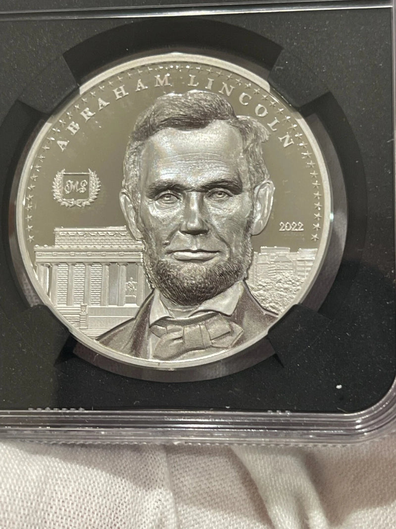 ABRAHAM LINCOLN PF70 By Miles Standish 1oz Silver Coin 5$ Cook Islands 2022 LOC7