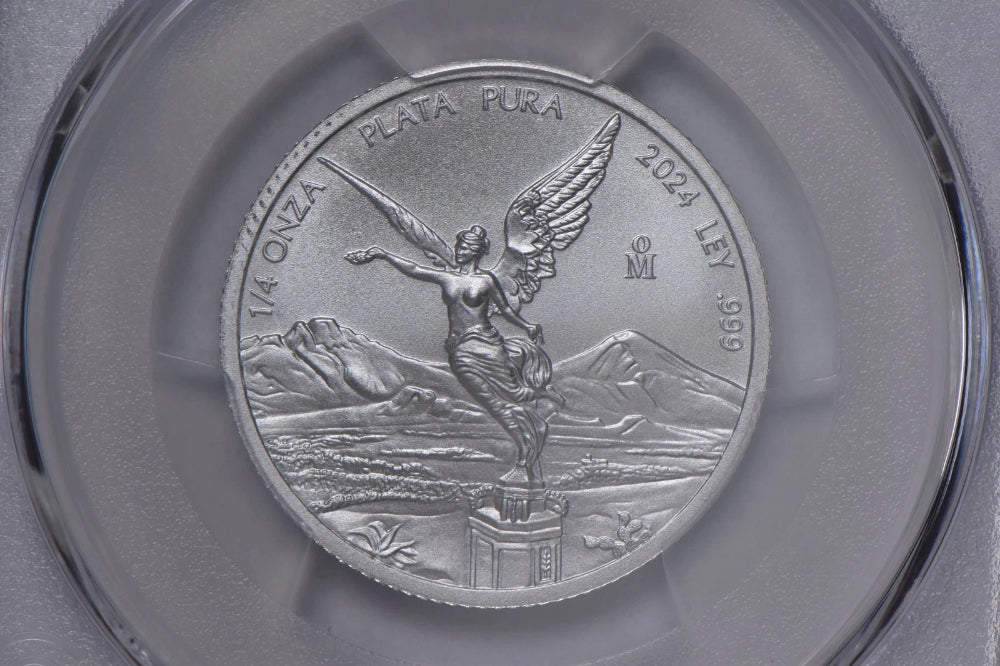 2024 Mo Mexico 1/4 Onza Silver Libertad MS70 PCGS Blue Label-3
