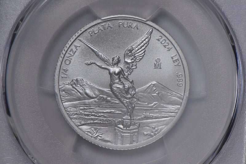 2024 Mo Mexico 1/4 Onza Silver Libertad MS70 PCGS Blue Label-3