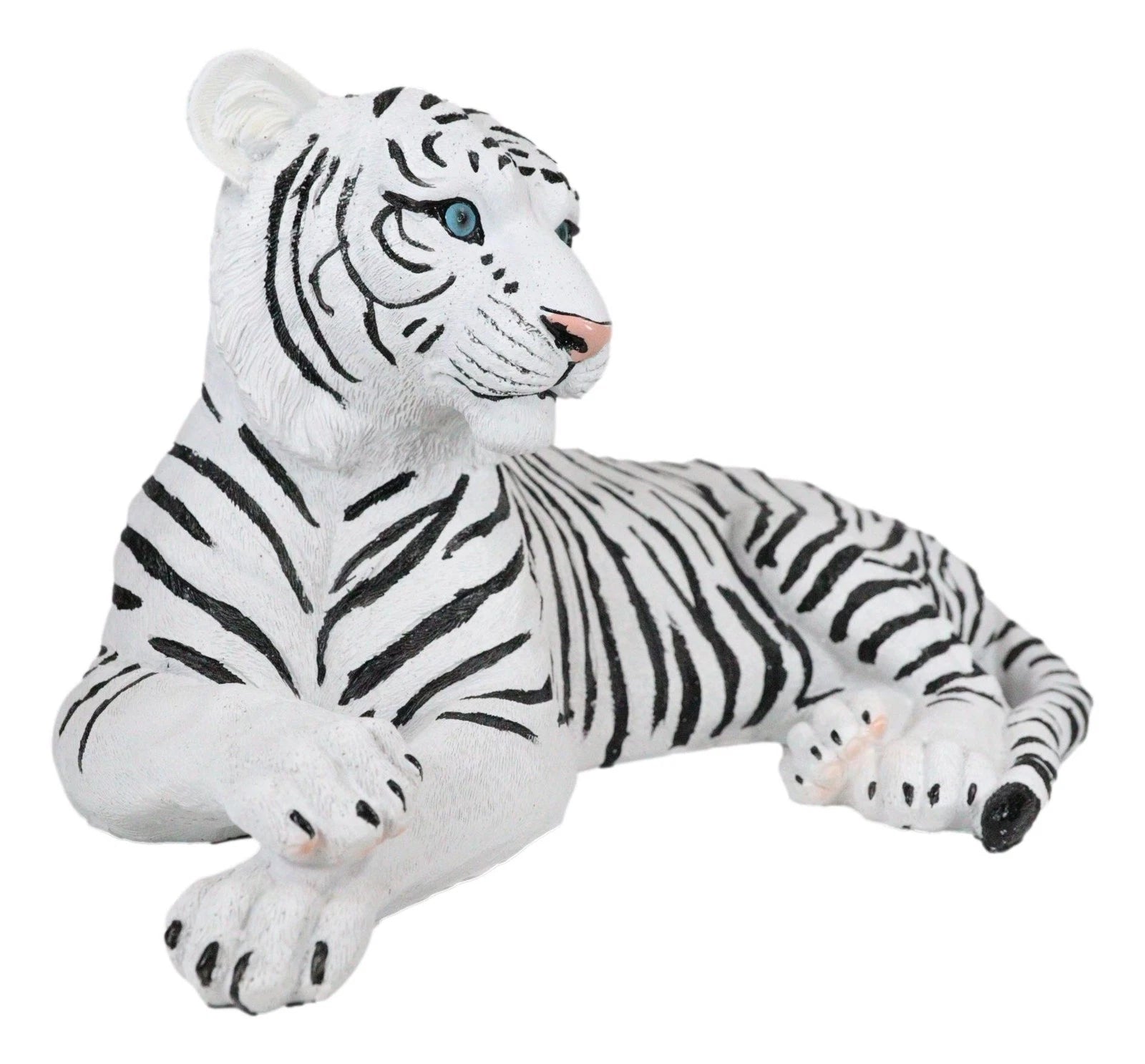 Large Siberian Ghost White Tiger Resting 15.5" Long Statue Home Garden Decor-5