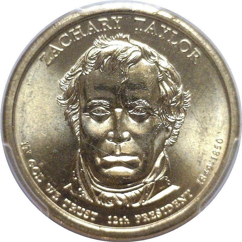 2009 $1 Zachary Taylor Mint Error Missing Edge Lettering PCGS MS 66-2