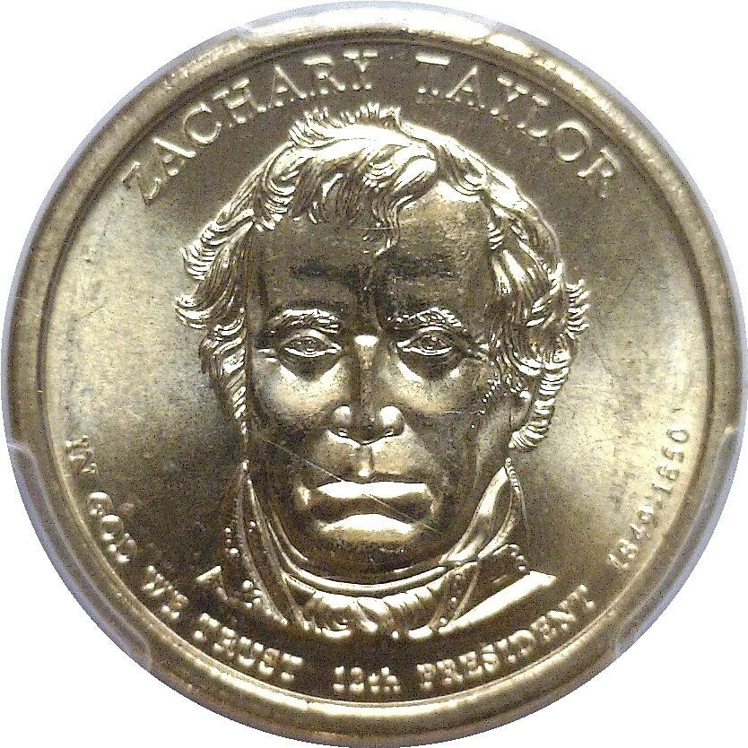 2009 $1 Zachary Taylor Mint Error Missing Edge Lettering PCGS MS 66-2