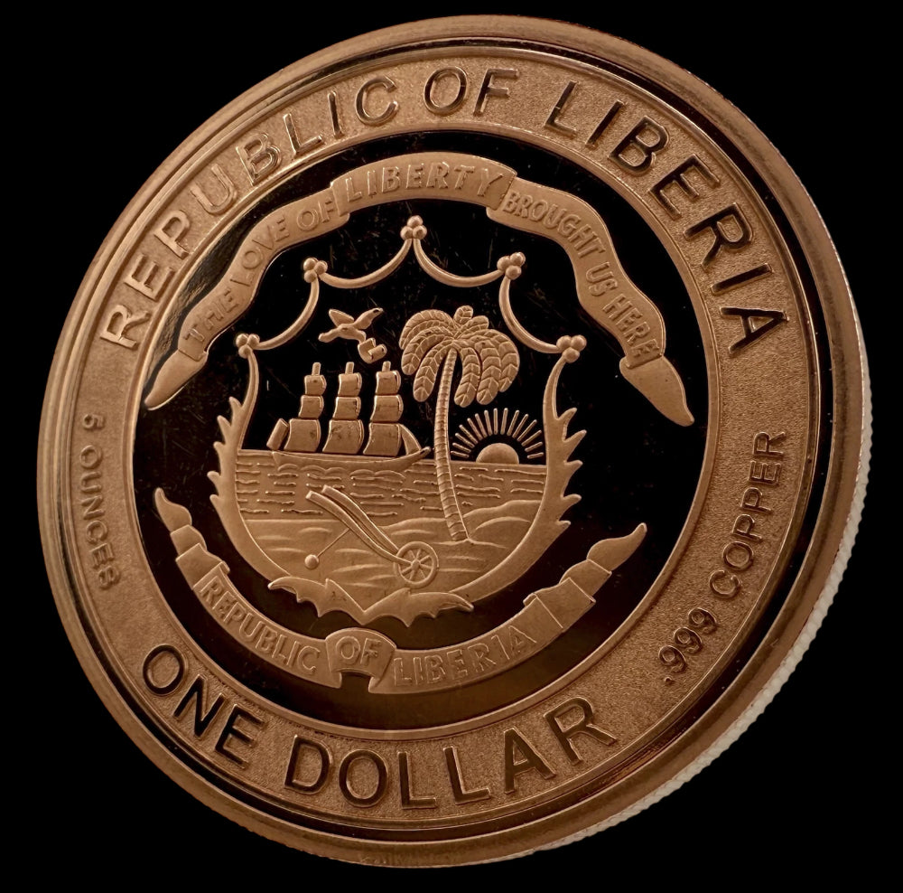 2026 Liberia Lunar Horse UHR Reverse Proof 5 oz Copper Coin w/ COA-3