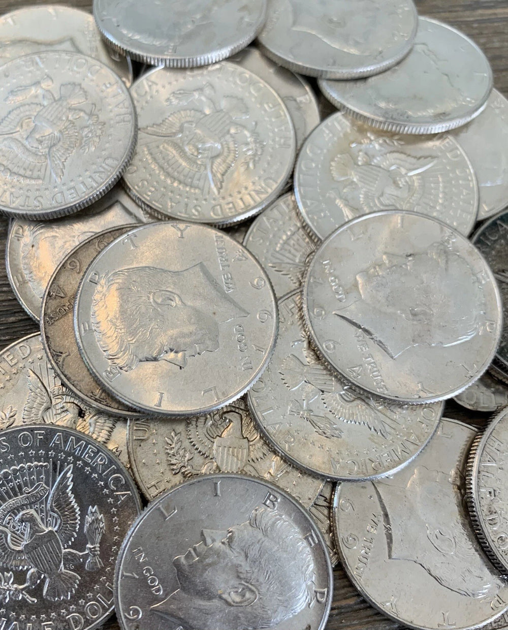 Moneda de medio dólar Kennedy de 1964, 90 % plata, en circulación. Elija la cantidad.