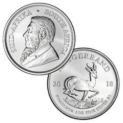 Moneda Krugerrand de plata de Sudáfrica 2018 de 1 oz y 1 rand-2