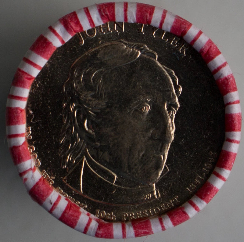 2009 P John Tyler Uncirculated One Dollar 25 Golden Coin Roll $1-2