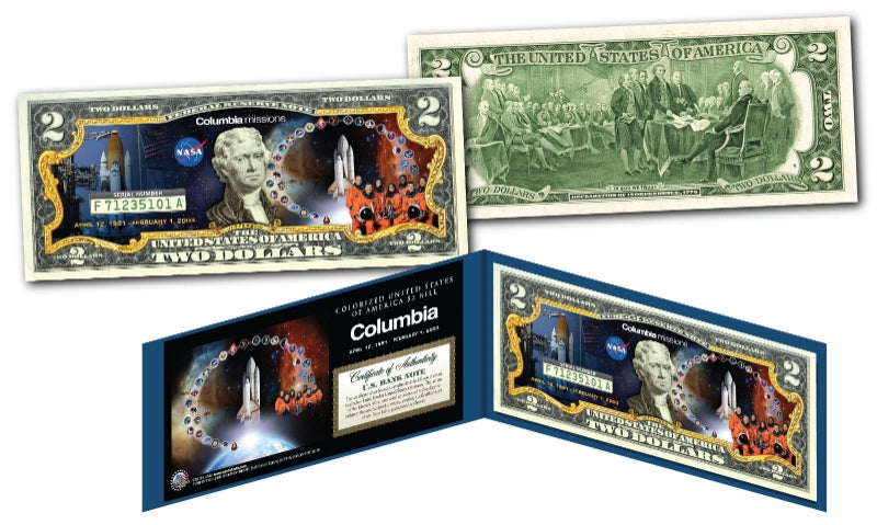 Space Shuttle COLUMBIA Missions Genuine Legal Tender U.S. $2 Bill NASA-1