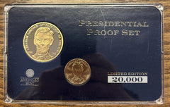 President Proof Set Abraham Lincoln $1 Coin +24k Gold Plated Medal American Mint-2