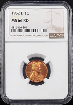 1952 D Lincoln Cent certified MS 66 RD by NGC!-1